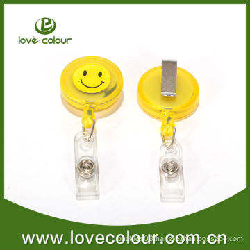 Smile face retractable id badge holder with custom logo